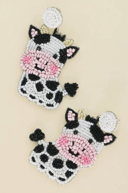 Cow Beaded Earrings