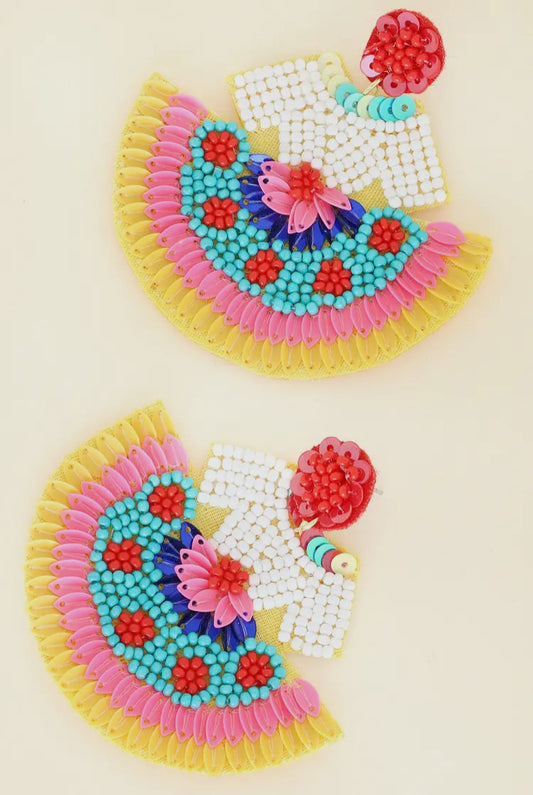 Traditional Latin Folklore Dress Beaded Earrings